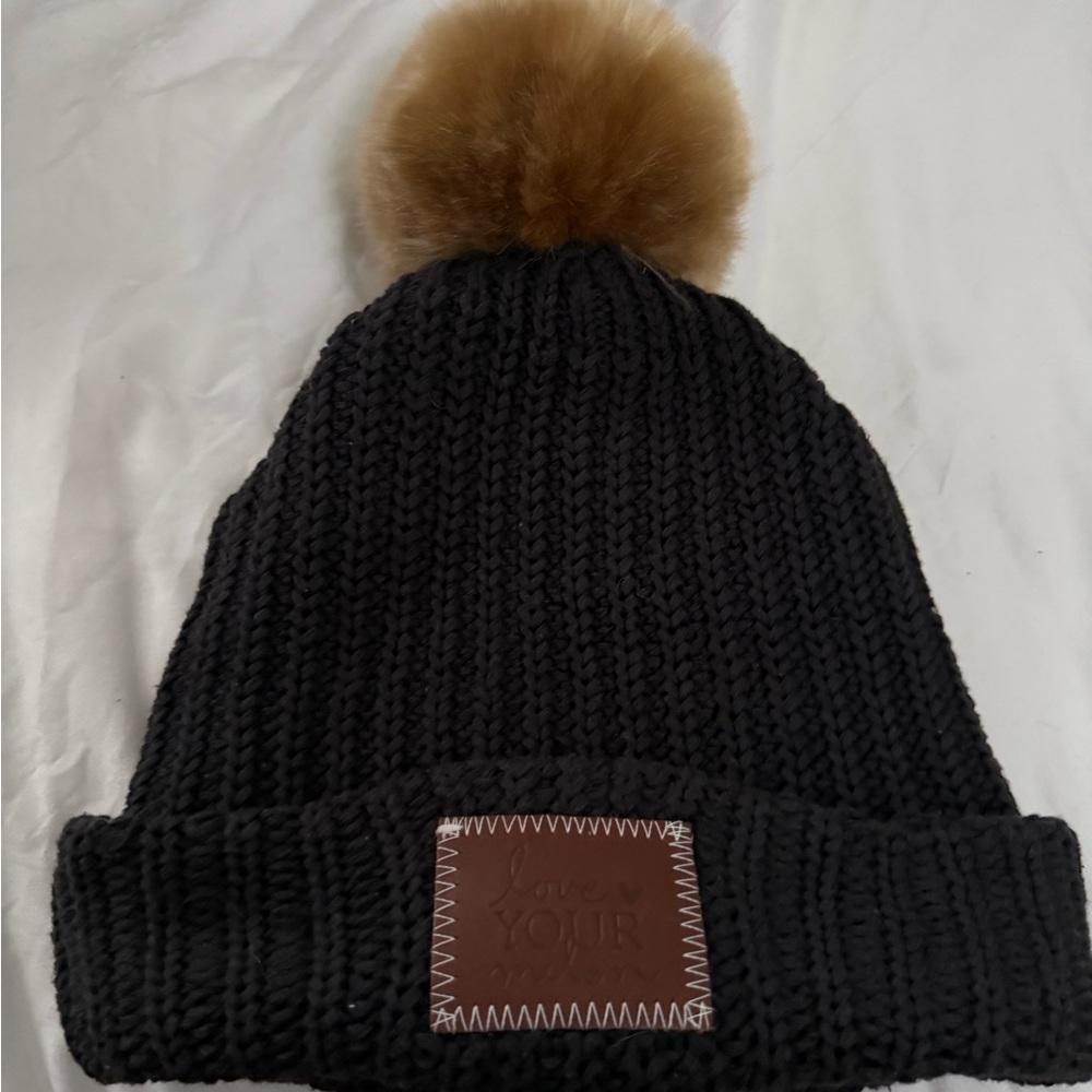 Love Your Melon Pom Hat Black